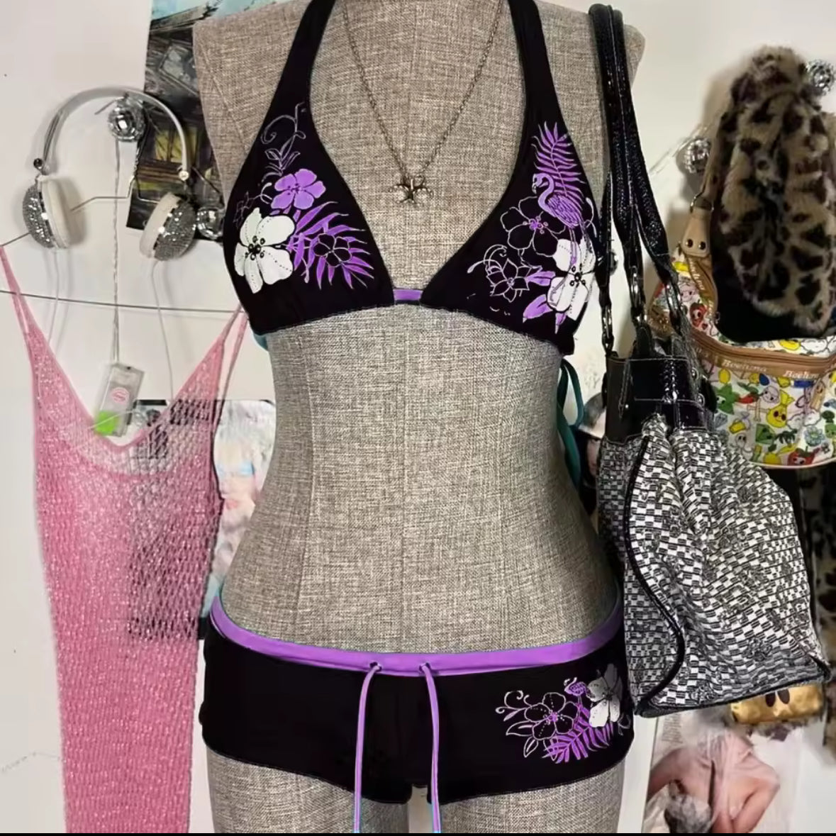 Purple Flower Swimsuit