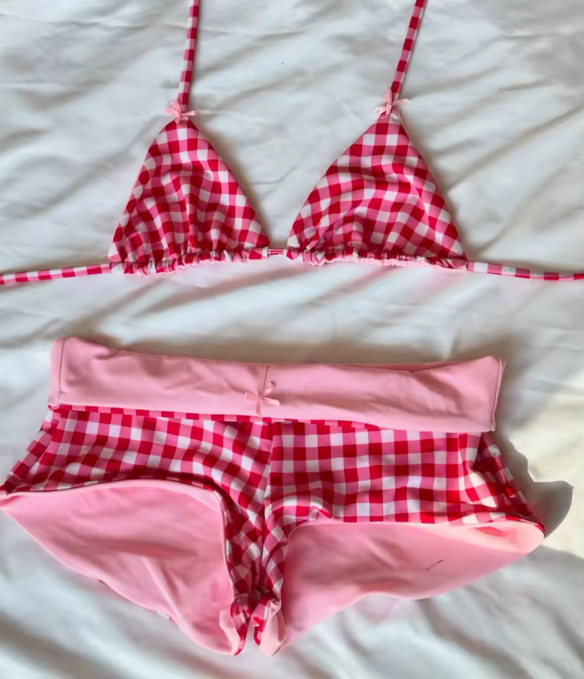 Red Checkered 2 Piece Swimsuit